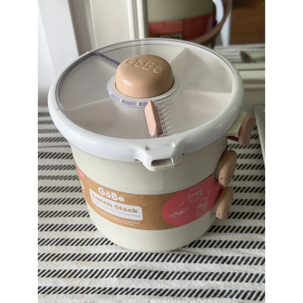 GoBe Kids On-the-Go Lunch Stack Milk Tea Snack Spinner NWT 50oz